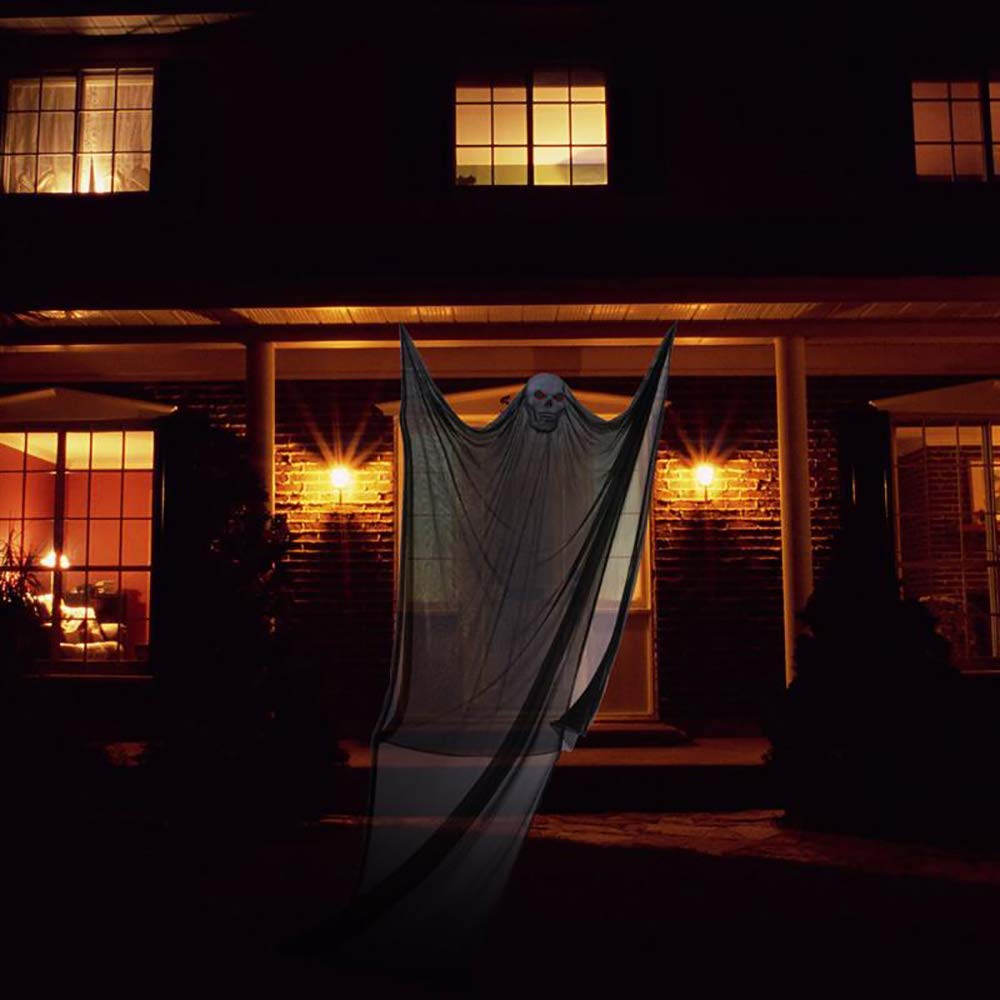 Wiszący rekwizyt na Halloween, wiszący szkielet, latający duch, długość 3,3 m, dekoracja wisząca na podwórko, imprezę, do baru (czarny)