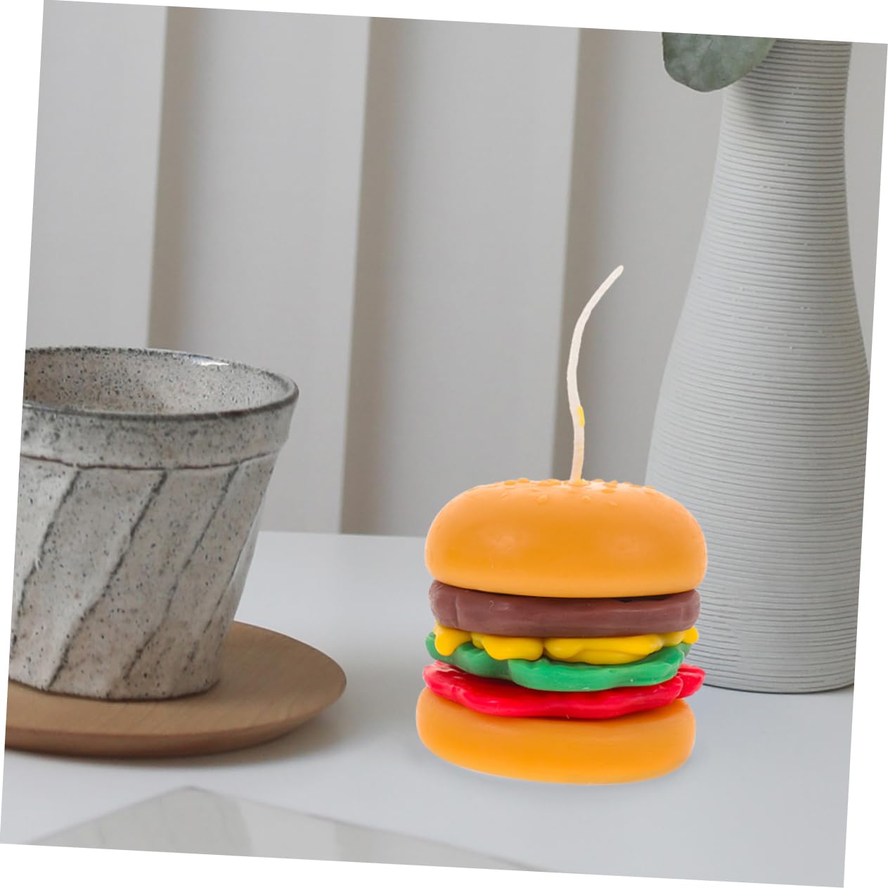 Velas de Naranja 2 Hamburguesa Piezas Cera Aromáticas | Ambiente Festivo, Decoración de Escritorio, Obsequio para Amigas y Novias
