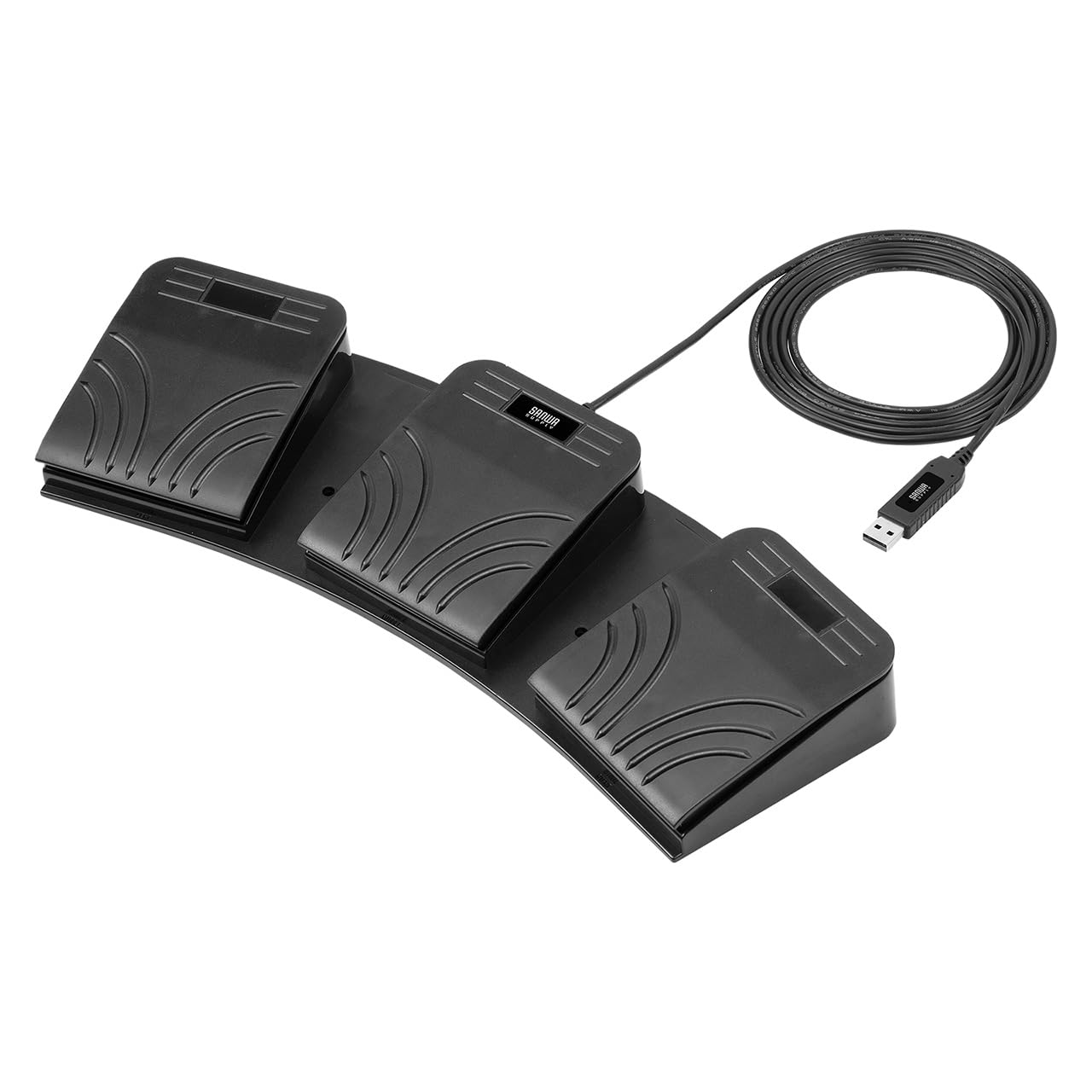 サンワダイレクト フットペダル スイッチ USB 有線接続 静音 3連 手前押し プログラム PC 割り当て ゲーミング キーボード フットスイッチ フット ショートカット 400-MA214BK