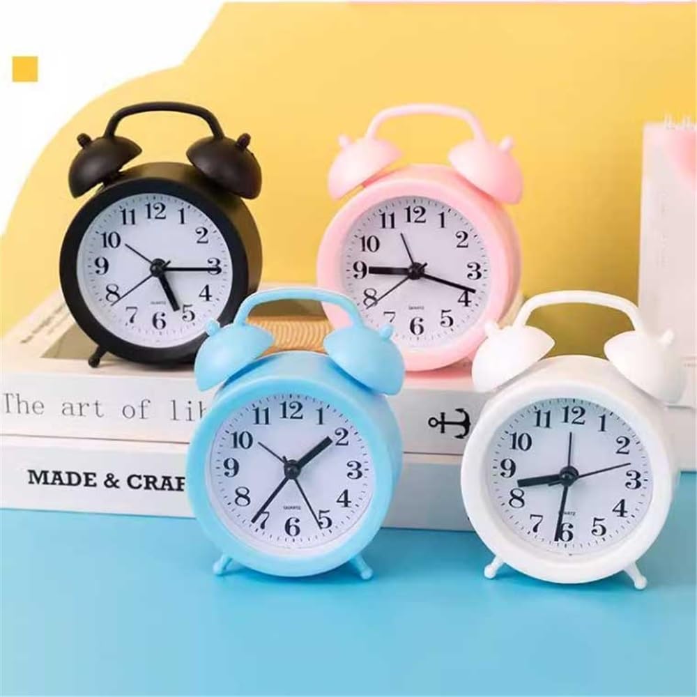 Reloj de viaje con alarma analógica redondo lindo reloj de escritorio para decoración de mesa para sala de estar, dormitorio, oficina, escuela, regalo, funciona con pilas, fácil de