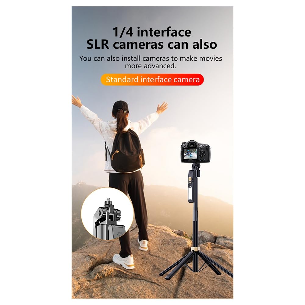 CL12P 180CM Bastone per Selfie Automatico con Tracciamento Facciale AI, Supporto Quad, Rotazione A 360 Gradi, Stabilizzatore Gimbal, Luce di Riempimento LED.