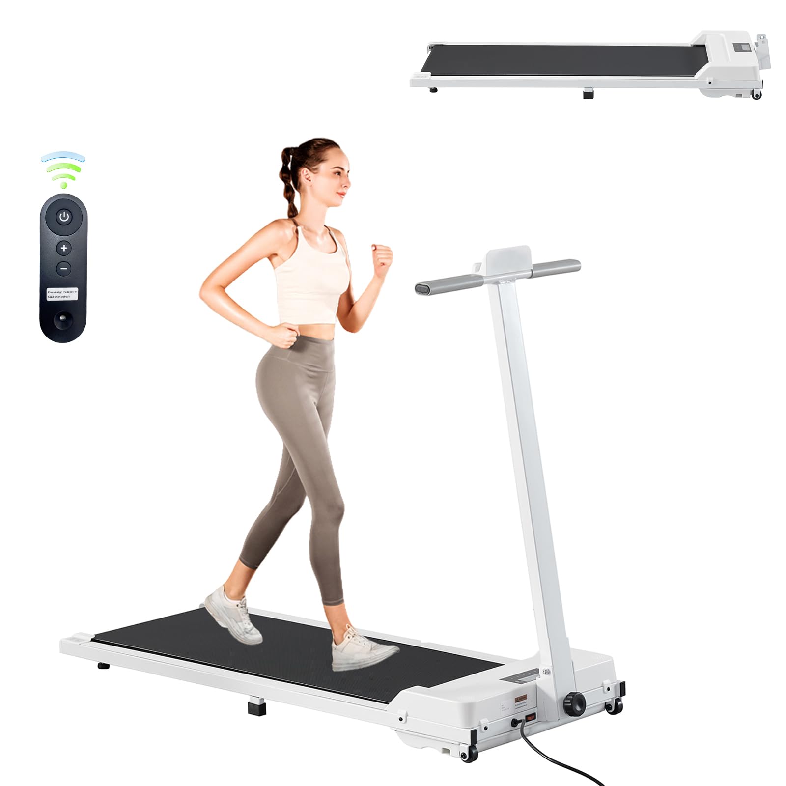 BSTSEL Folding Under Desk Treadmill 2.5HP Home Walking Running Pad 1-12-speed Ad
