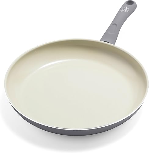 GreenLife Soft Grip - Sartén de 12 pulgadas, cerámica antiadherente sin PFAS no tóxica, asas que se mantienen frescas, sin tambaleos, apta para