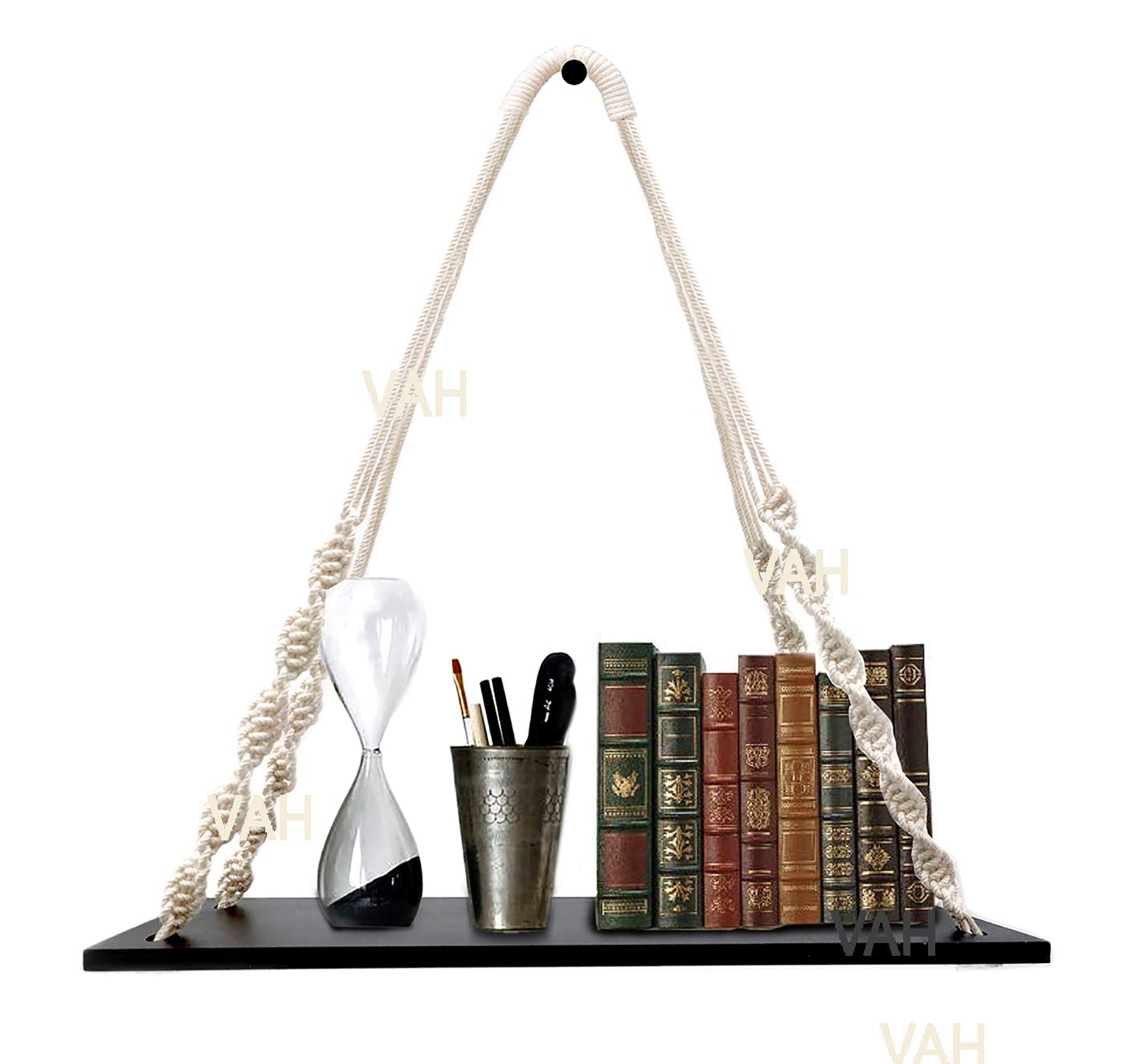 VAH Wall Hanging Black Shelf, Set of 1 Wood Floating Shelves for Wall