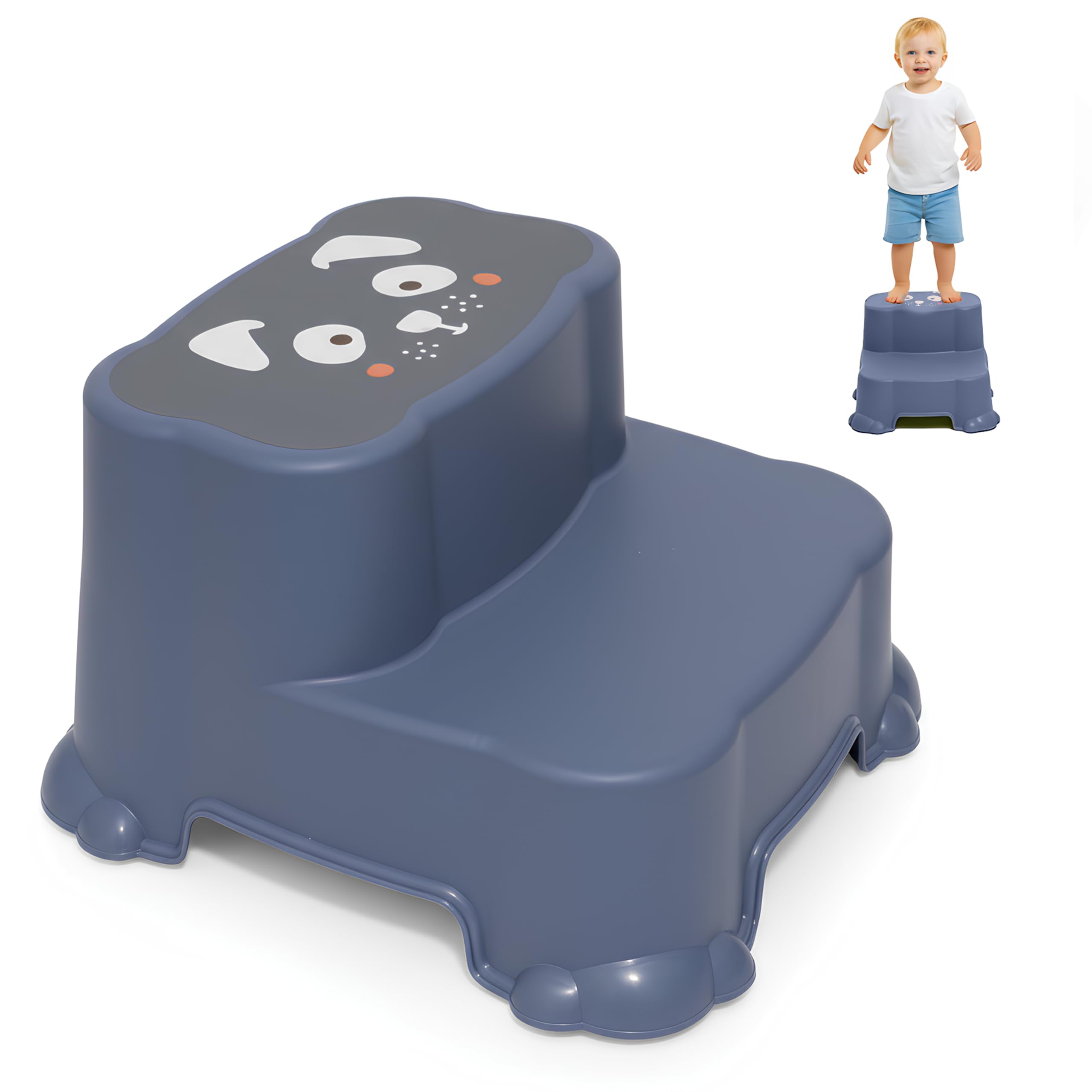 DIVCHI Two-Step Stool For Kids Slip Ressistant Rubber Grip Nursery Step Stools Lightweight Portable Potty Training Stool With Non Slip Base For Bathroom & Kitchen (Pink) — view 8