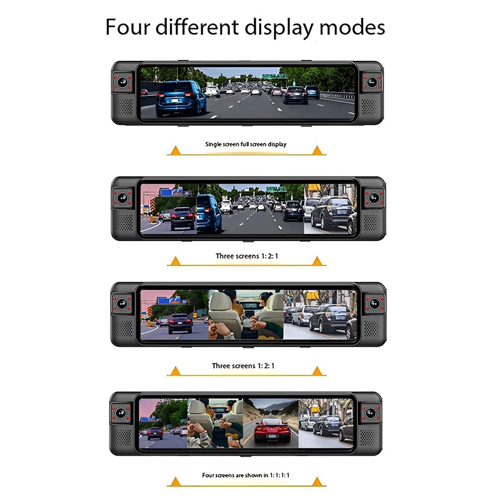 Supporto BSDADASGSensorAPP Wifi 4 telecamere Dash Cam Chiaro e | 4K Anteriore 1080P Posteriore Sinistra Destra Auto Schermo da 12 pollici Spedizione Auto Schermo da 12 pollici 4 telecamere