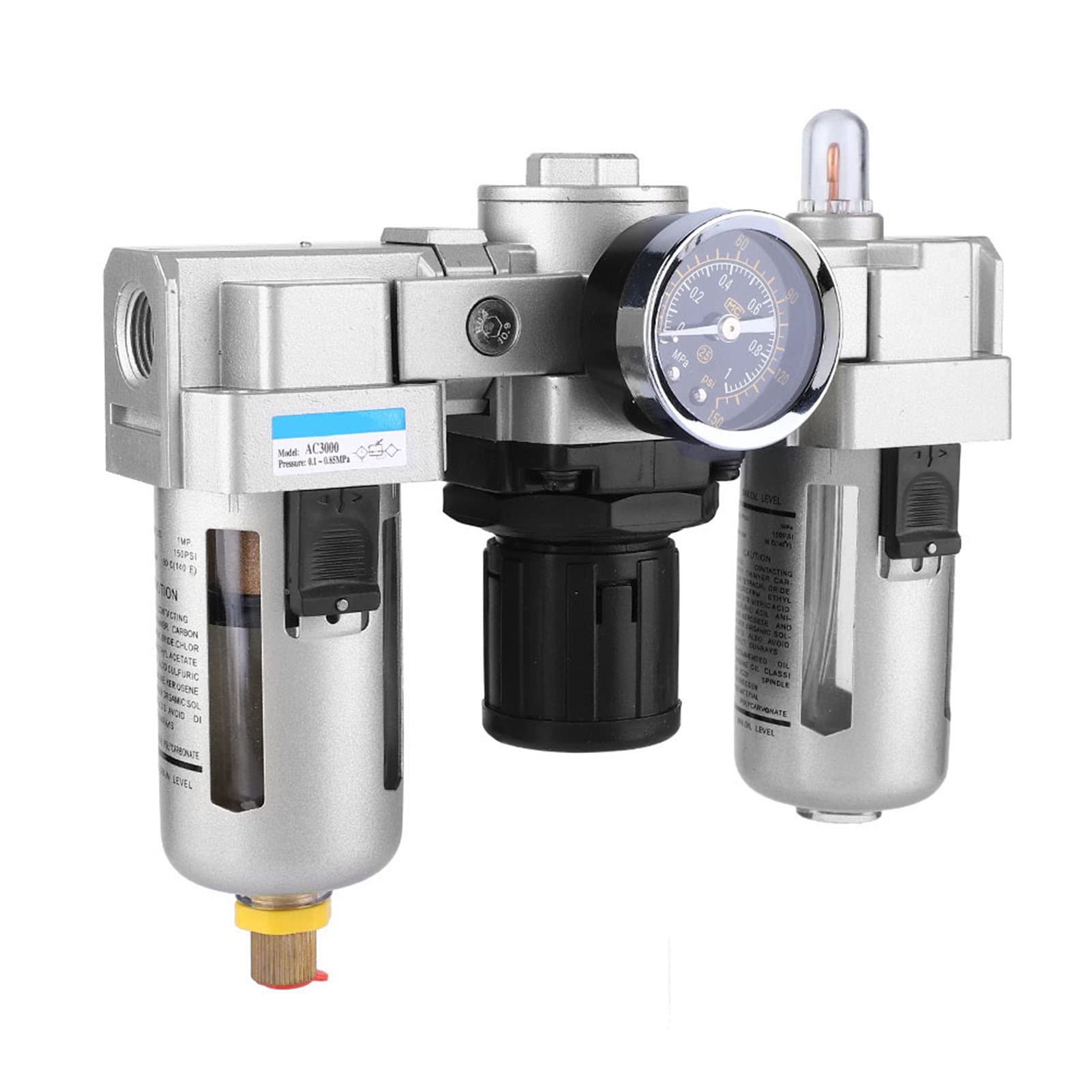 Fafeicy Regulador de Filtro de Aire Comprimido AC3000, 0.1-0.85MPA, Separador de Trampa de Agua 5-80 μm