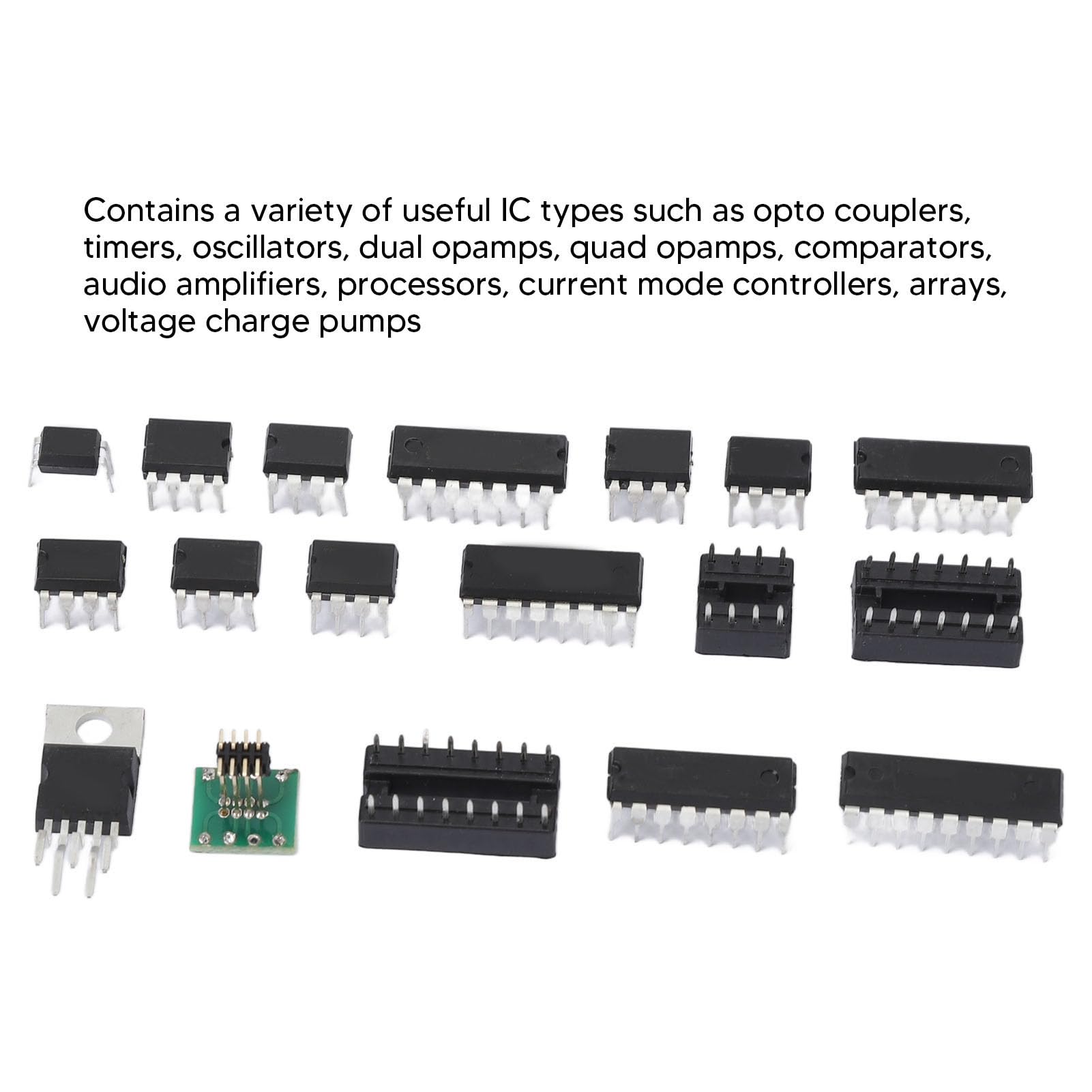 150-teiliges Integriertes XL-IC-Chip-Sortiment-Set, Opamp-Oszillator-IC-Chip und Sockel, Sortiertes Set für Elektronische Geräte