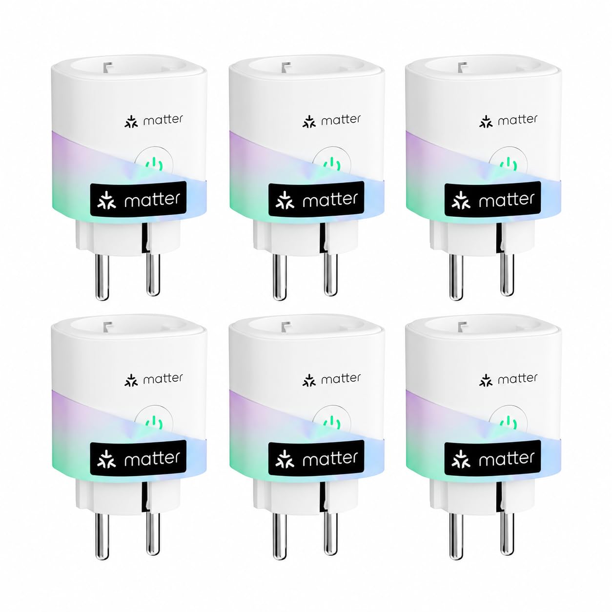 meross 6er Matter WLAN Steckdose mit Stromverbrauch, Zeitschaltuhr, 16A