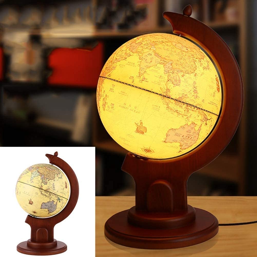 Globes du monde en bois massif rétro, ornement de carte, taille moyenne, HD, bureau, salon, salle d'étude, modèle 9 pouces