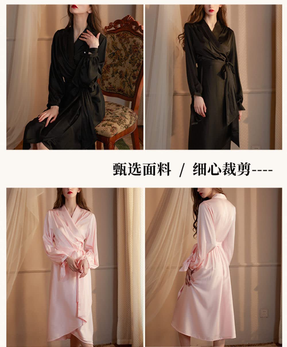 Camicia Da Notte Donna,Accappatoio In Raso Kimono Fiocco Con Lacci Abito Verde Salvia Scollo A V Vestaglia Leggera Lunga Camicia Da Notte Con Cintura Vestaglia Da Sposa Indumenti Da Notte Bademantel