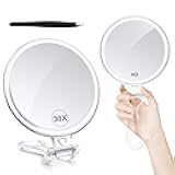 B Beauty Planet 30X Magnifying Mirror for Travel with Handle, Double-Sided 1X/30X Magnification Hand Mirror for Makeup,Travel Mirror for Desk 5 Inches