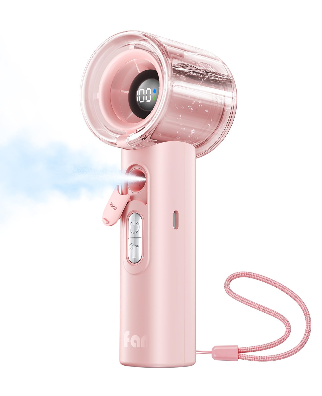 Photo 1 of KIMMOO Portable Misting Fan, USB Rechargeable, 13 Hrs Cooling, Pink