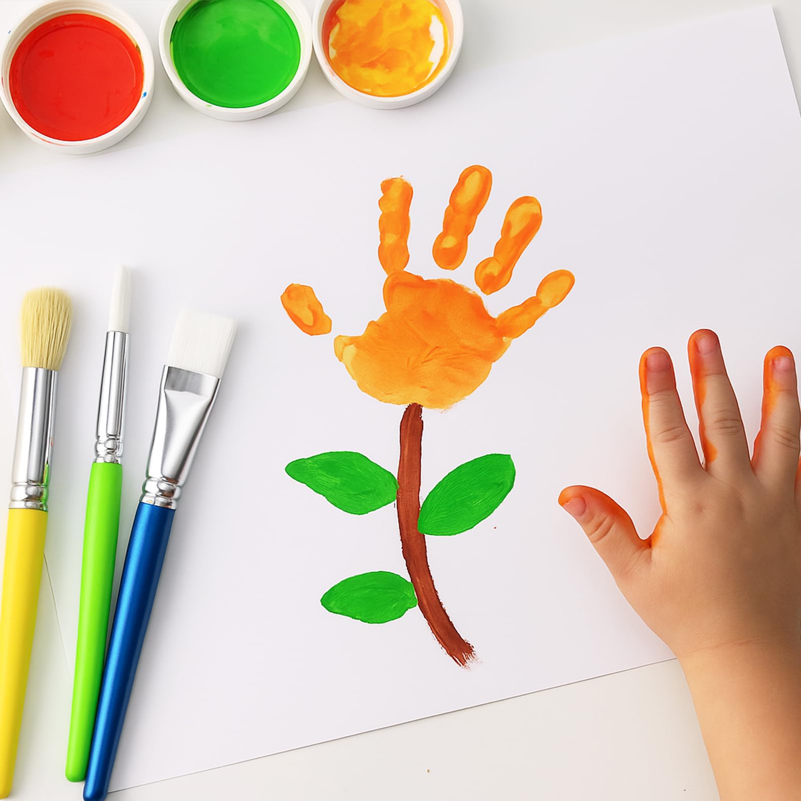 Lot de 36 pinceaux de peinture en vrac pour enfants, pour la rentrée scolaire, pinceaux plats et ronds pour tout-petits et salles de classe, manche court en bois