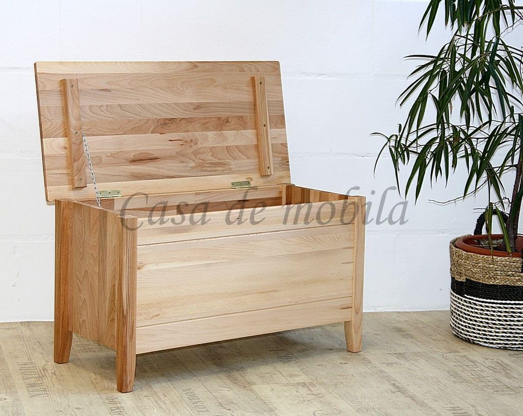 Massivholz Flachdeckeltruhe Truhe Anton 84x48x38cm Kernbuche massiv Natur geölt