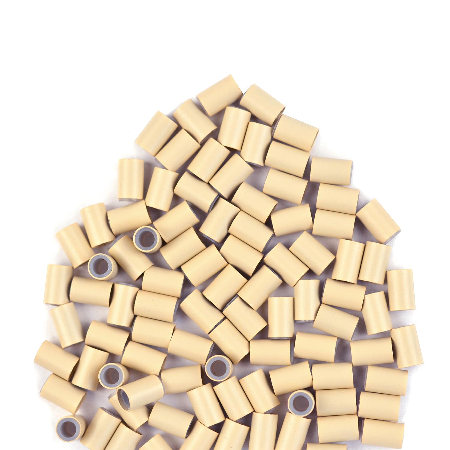 4.0 * 2.8 * 6.0 mm Copper Tube Micro Link Beads with Silicone Lined Micro Ring Hair Beads for I-Tip Hair Extensions (1000 Pcs Blonde) - Image 4