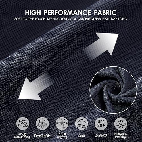 Image of Mens Golf Shirt Long Sleeve Moisture Wicking Dry Fit Performance Solid Pique Collared Golf Polo Shirts for Men