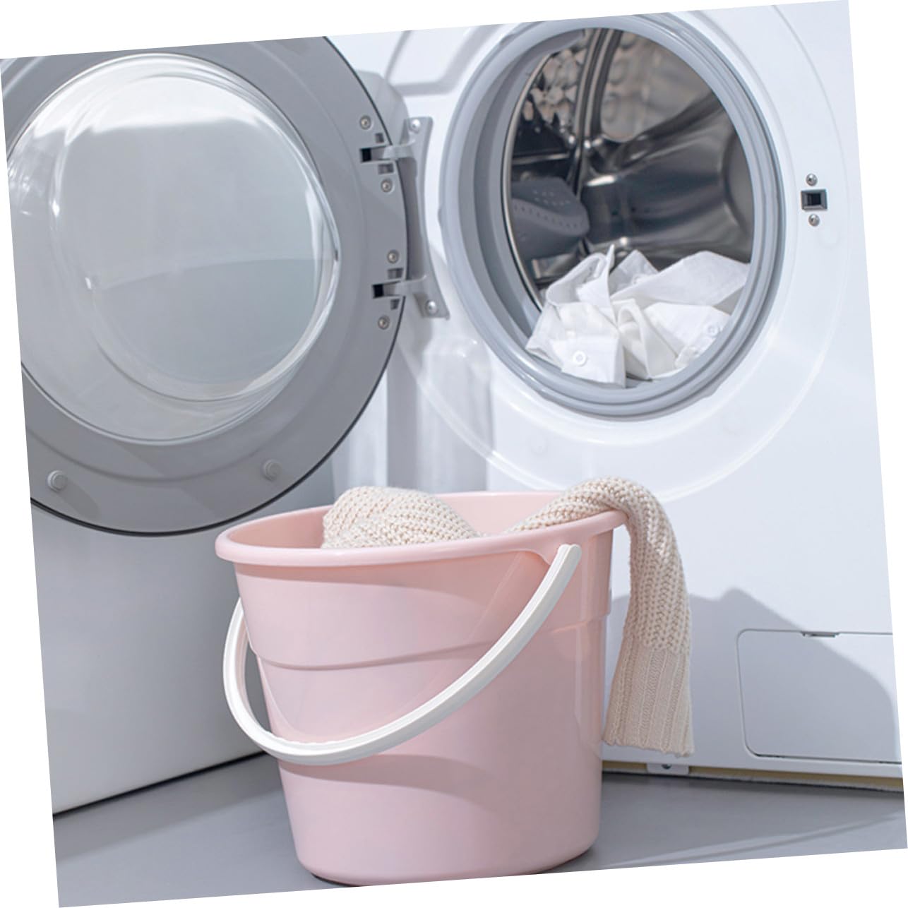 TOYANDONA Putzeimer 12,2l aus Pp mit Griff Vielseitiger Runder Reinigungseimer in Rosa für Haushalt und Waschkübel mit Großer Kapazität