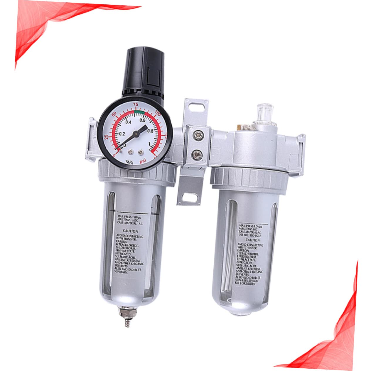 UKCOCO Regolatore Per Compressore d Aria Separatore -acqua Filtro Regolatore Scarico Automatico Controllo Pressione e Flusso Aria