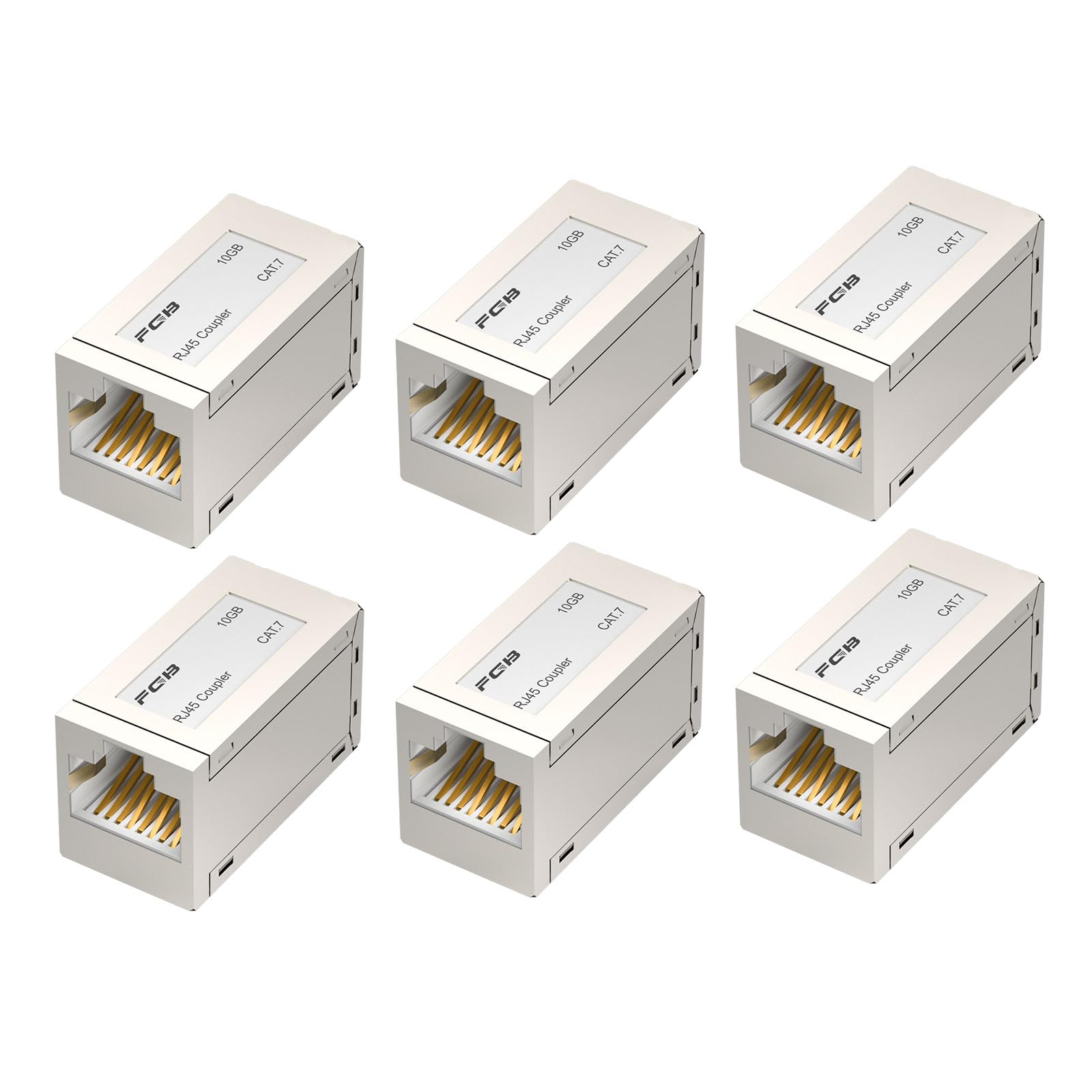 FGB 10Gbps RJ45 Kupplung Cat7 LAN Kupplung Ethernet Erweiterung Adapter Netzwerk Verbinder, Netzwerkkabel Verbinder Kupplung geschirmt Buchse auf Buchse für Kable Verlängerung Kuppler 6 Stück