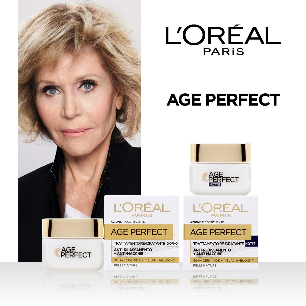 L'Oréal Paris Crema Viso Notte Anti-Età, Per Pelli Mature, Pelle Più Compatta e Levigata, Macchie dell'Età Ridotte, Con Peptidi di Micro-Collagene e Niacinamide, Age Perfect Collagen Expert, 50 ml