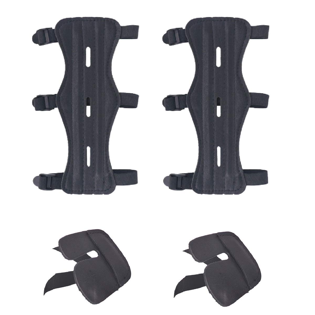 YAPJEB Archery Arm Guards Cowhide Leather Arm Guard 3-Strap Webbing Arm Protector with Finger Protection for Hunting Shooting