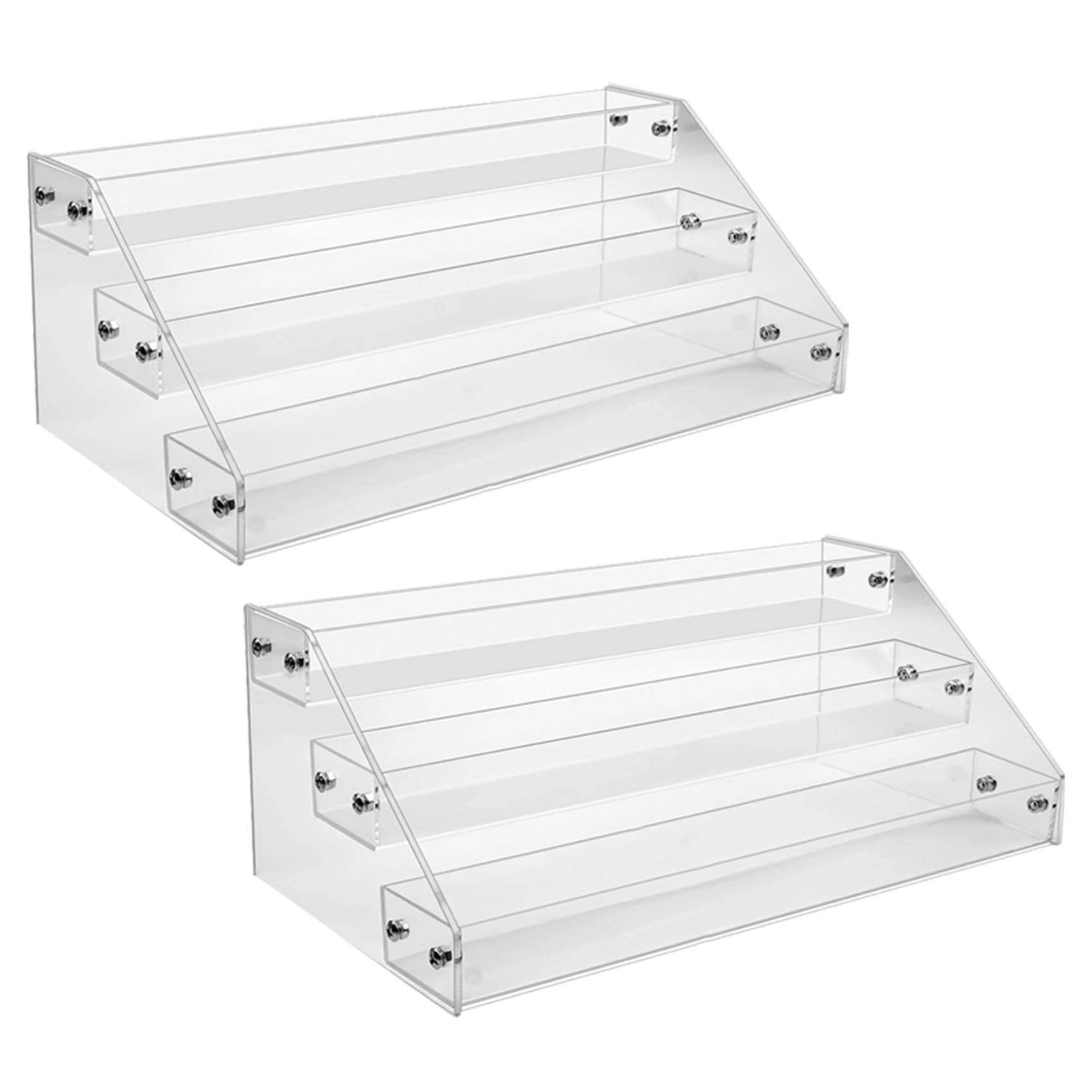 Hndhbfgrt 2X 3 Tier Clear Acrylic CD Holder Cascading CD Storage Rack