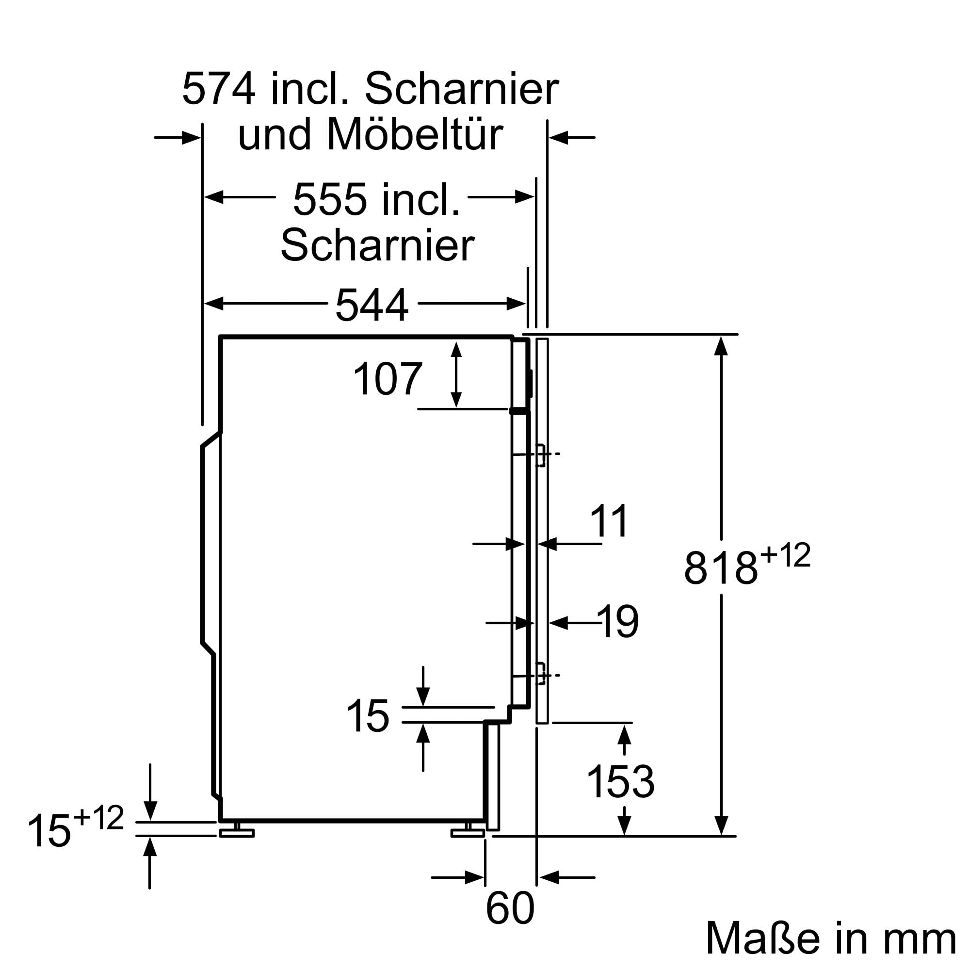 Bosch Serie 8 Vollintegrierbare Waschmaschine 8 kg 1400 UpM WIW28443 | Made in Germany, vollintegriertes Design, Time Light Restlaufzeit-Projektion auf den Boden, leiser Motor, AquaStop