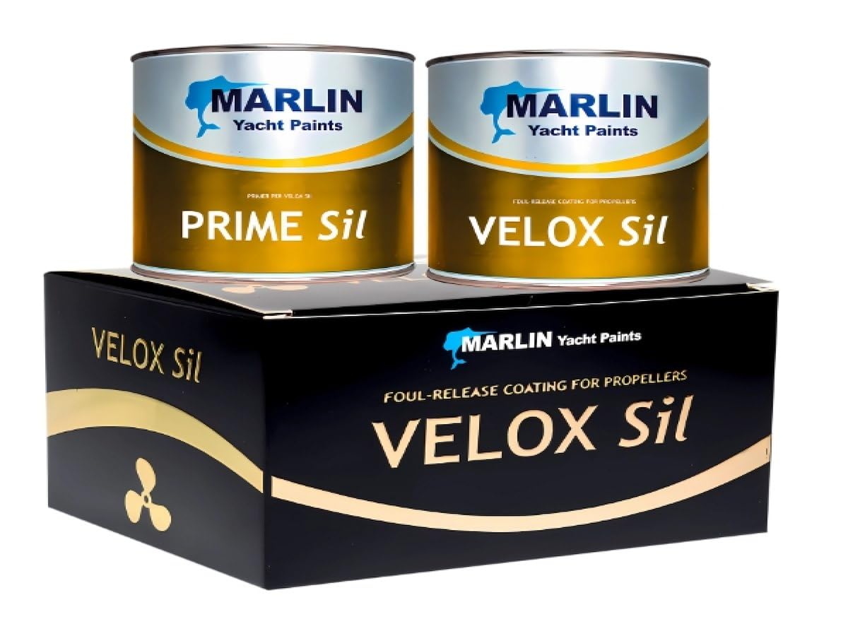 Marlin Velox Sil kit antivegetativa siliconica foul release per assi eliche piedi poppieri 1000 ml colore:grigio