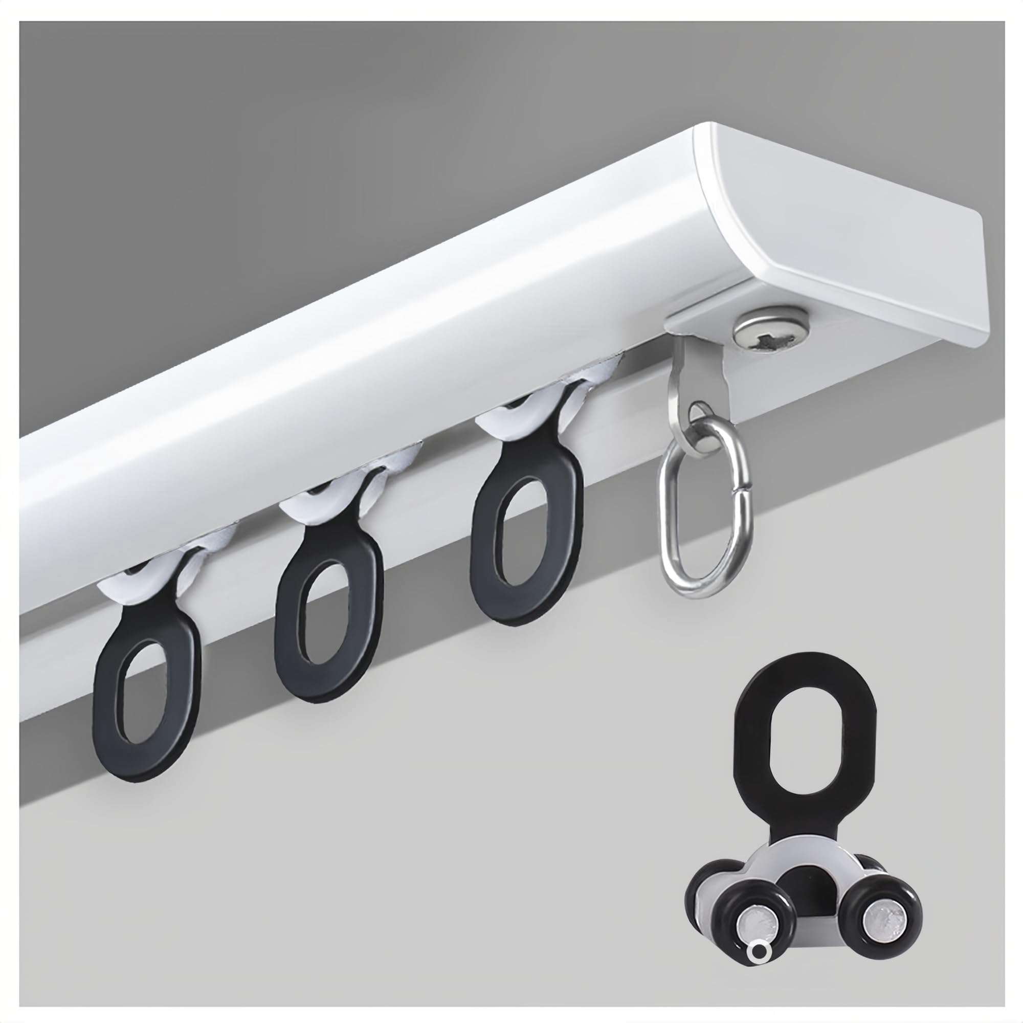Cmjymx White Curtain Track (70-600Cm) Single Tracks Ceiling Mount, Aluminium Ceiling Curtain Track System, Heavy Duty Sliding Curtain Rail Set, Shower Room Divider(,6.9Ft/210Cm)