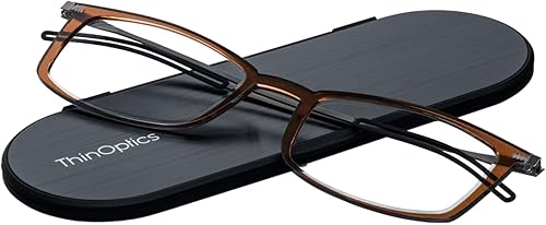 ThinOptics Reading Glasses Estuche regular/marrón rectangular,Estuche acoplable / Rectángulo Negro,Funda acoplable / rectangular