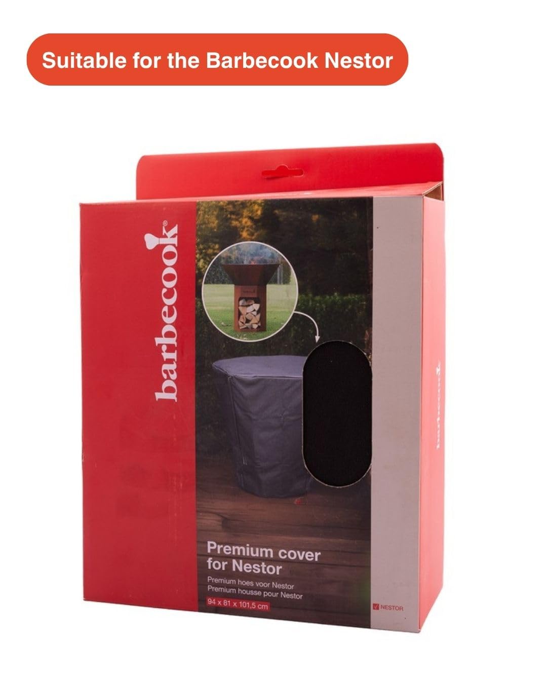 Barbecook copertura per barbecue, telo di protezione per barbecue a legna Nestor, copertura premium, nero, 94×81×102cm