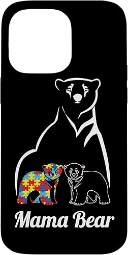Miniatura 1 de Funda para iPhone 14 Pro Max para concientización sobre el autismo, mamá oso, mamá y niño