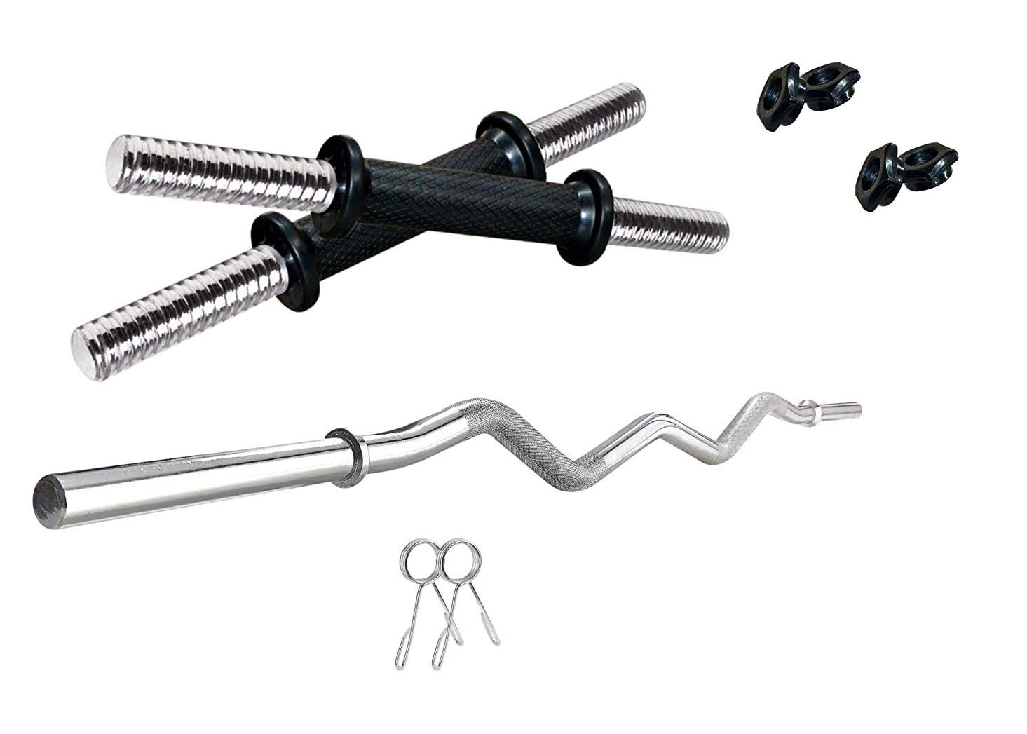 M Power Fitness Weight Lifting Rod, 25mm Gym Rod Chrome Plated Steel Gym  Rod Rods Combo With Feet Curl Rod Pair Pvc Dumbbell Rods (3Ft,