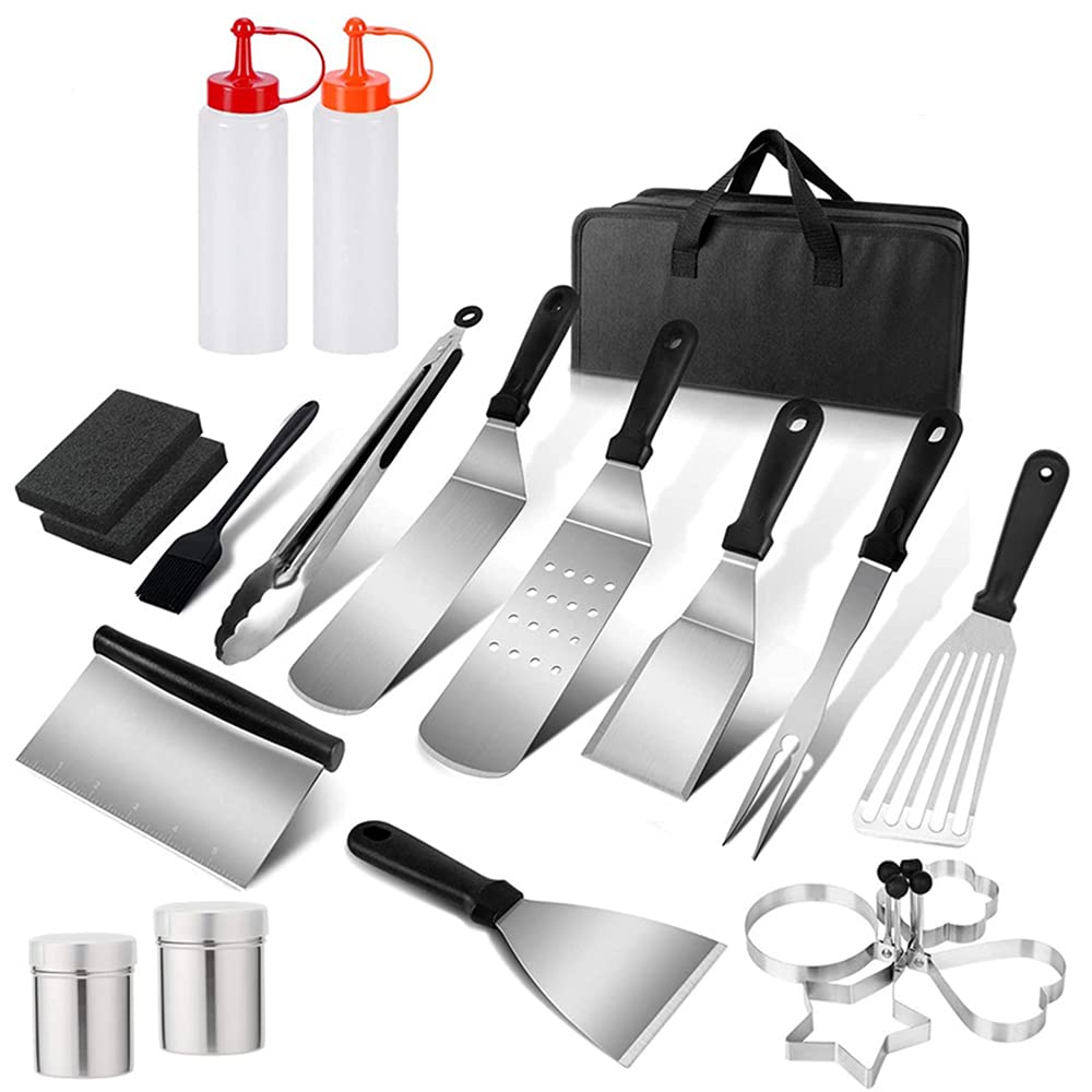 Set per barbecue Spatola per barbecue Spatola per barbecue Attrezzo per barbecue all'aperto Set per barbecue Teppanyaki - Set per griglia in acciaio inossidabile per impieghi gravosi in valigetta per