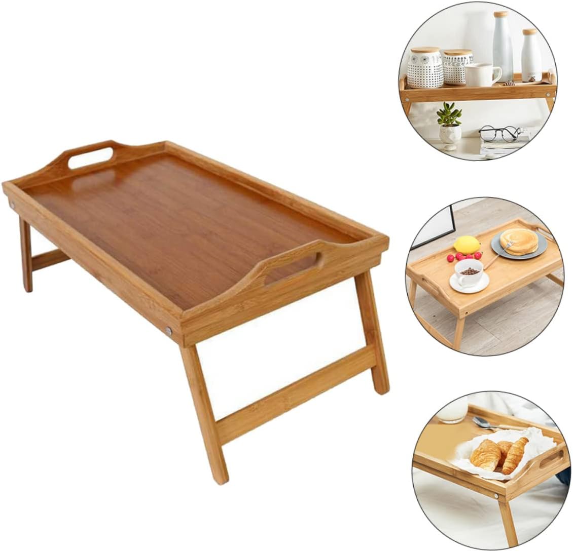 Foldable Laptop Desk Bed Tray Feet Bamboo Folding Table Home Use Simple Table