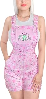 [LittleForBig] 大人用オーバーオールインワン【かえると花】 ポケット付