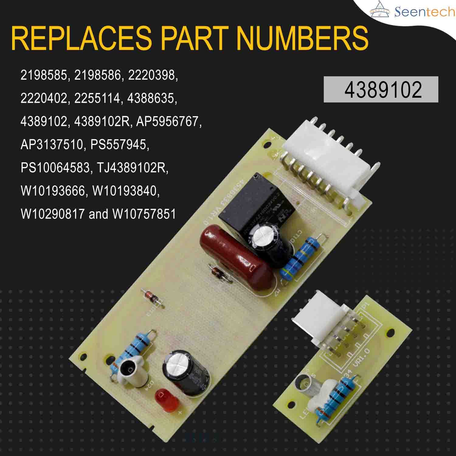 4389102 Refrigerator Control Board Kit by Seentech, Compatible with Whirlpool Kenmore Refrigerators – Replaces: 2255114 W10193666 W10193840 W10290817 W10757851 AP5956767