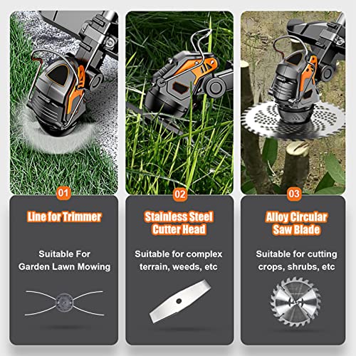 Electric Weed Eater Battery Powered Weed Wacker, String Trimmers With Remaining Power Display, Adjustable Machine Head Electric Lawn Edger For Garden And Yard #TOP3