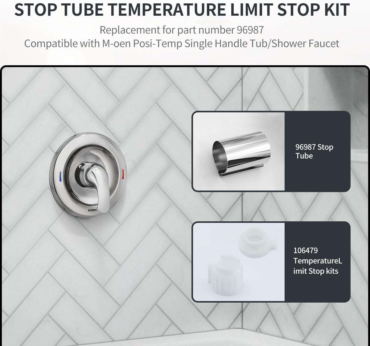 96987 Stop Tube and Temperature Limit Stop Kit Replacement for Mo-en Po-si-Temp Single Handle Tub/Shower Faucet, 1-Pack