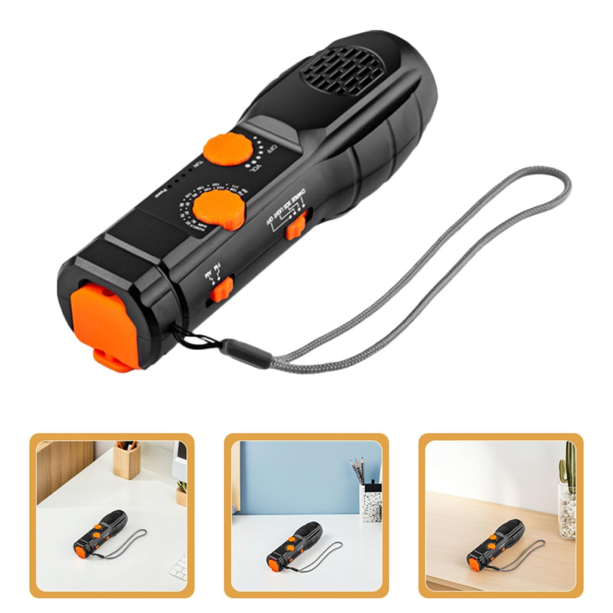 Kurbeltaschenlampe mit Radio und Sos Alarm, Wiederaufladbar für Camping