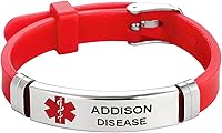 Vista 9 de TGLS Pulsera de identificación de alerta médica roja para mujer, acero inoxidable, para primeros auxilios de emergencia, alerta de salud, pulsera