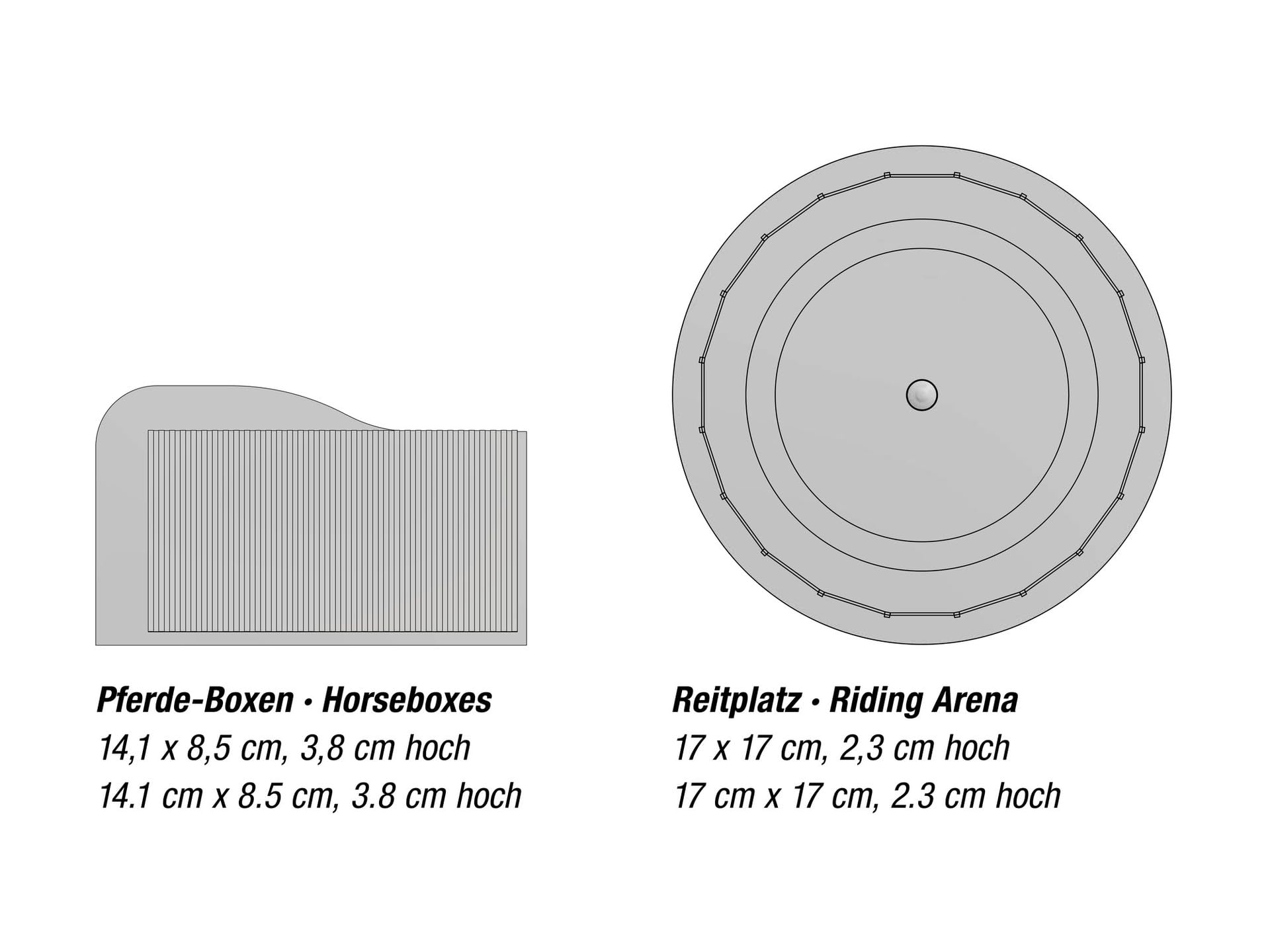 NOCH Micro-Motion Reitplatz mit Pferde-Boxen, Bewegliches Pferde-Set inkl. Sound für Spur H0, Ideal für Modellliebhaber