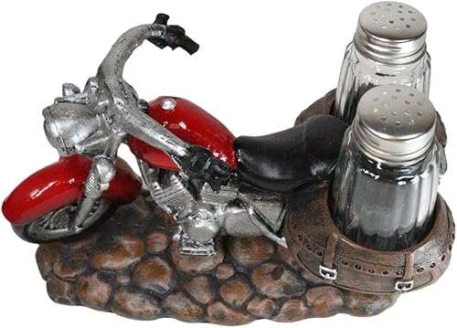 Miniatura 7 de Ebros Gift Old Retro Red Chopper - Figura decorativa de cristal para motocicleta y pimentero de cristal, 7.5 pulgadas de largo, escultura de