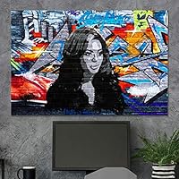 SIGNWIN Framed Canvas Wall Art Inspirational Beyonce Abstract Painting Graffiti & Street Art Famous People Pop Art Modern Urban Multicolor for Living Room, Bedroom, Office - 12x18 inches