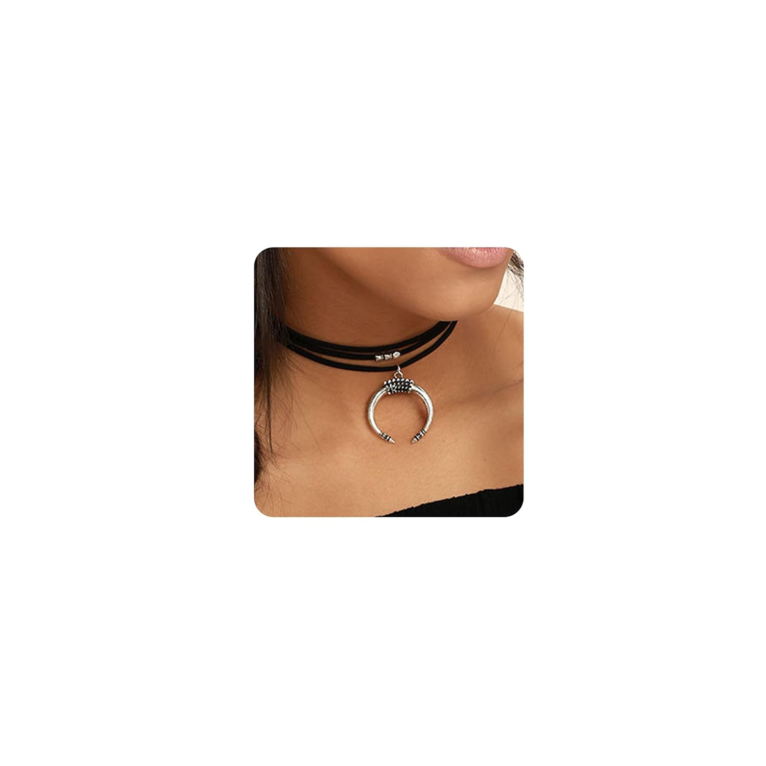 Women Black Moon Crescent Pendant Choker Sexy Rock Handmade Bohe Necklace Women Accessories