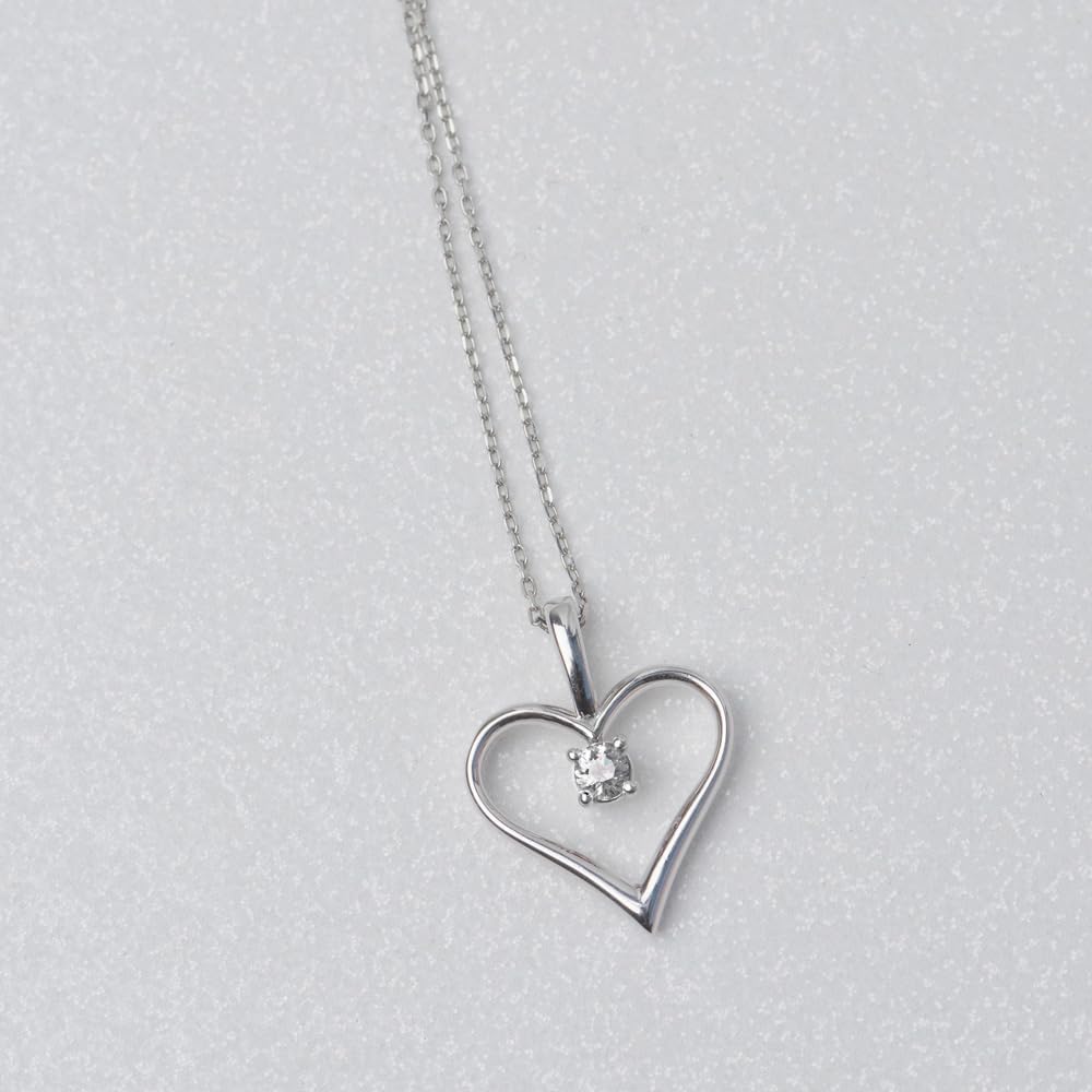 14K Gold 1/10 Carat Round Cut Lab Grown Diamond Solitaire Heart Necklace Pendant With 18" Silver Chain For Her 10K/Silver (SI1-SI2 Clarity, G-H Color, 0.10 Ctw) Premium Collection