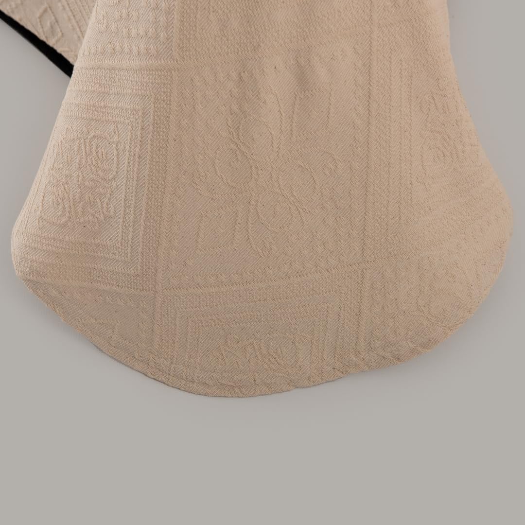 Colcha Beige Donna con Diseño Geométrico - 100% Algodón - Colcha para Cama de 200x200 de 280x270 cm - Estilo Moderno y Confort Diario - Hecha en Portugal