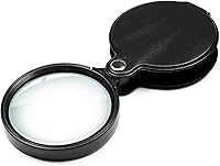 Vista 1 de 10X Small Pocket Magnifier Glass, Mini Folding Magnifying Lenses with Rotating Protective Leather Sheath for Seniors Reading, Inspection, Kids for