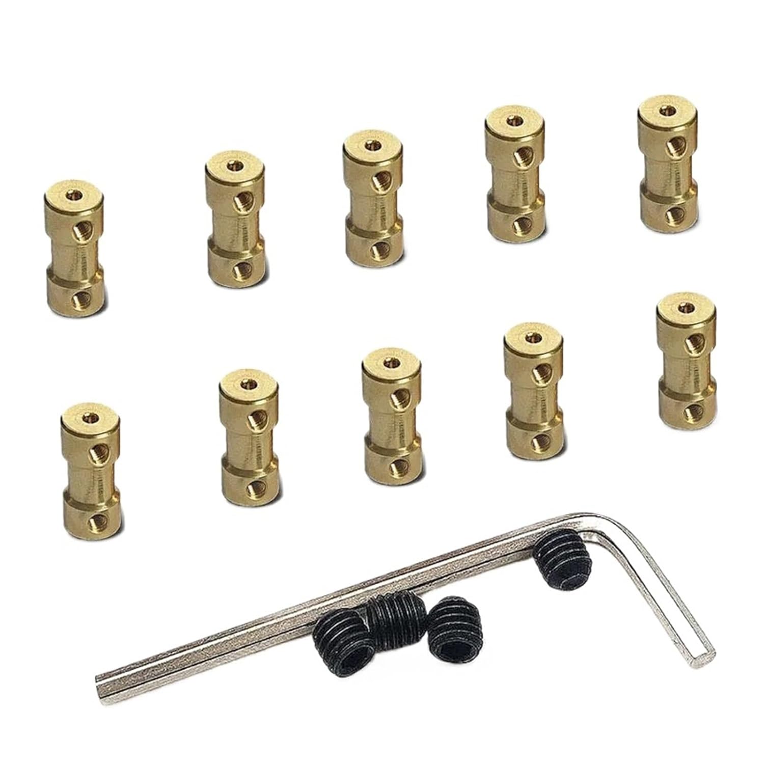D9*L20 2mm/2.3mm/3mm/3.17mm/4mm/5mm/6mm Brass Flexible Motor Shaft Coupler Transmission Connector 10Pcs(3 X 3)